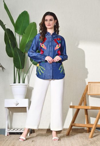 Boho Bloom Denim Shirt
