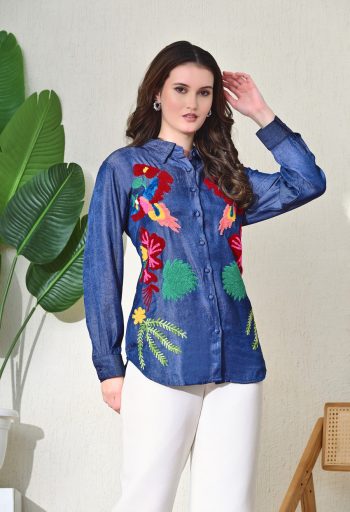 Boho Bloom Denim Shirt